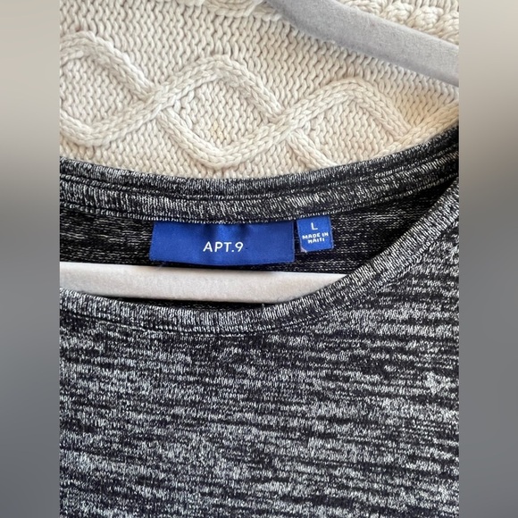 APT. 9 Black & Charcoal Long Sleeve Tee Wom size Large - Picture 4 of 10